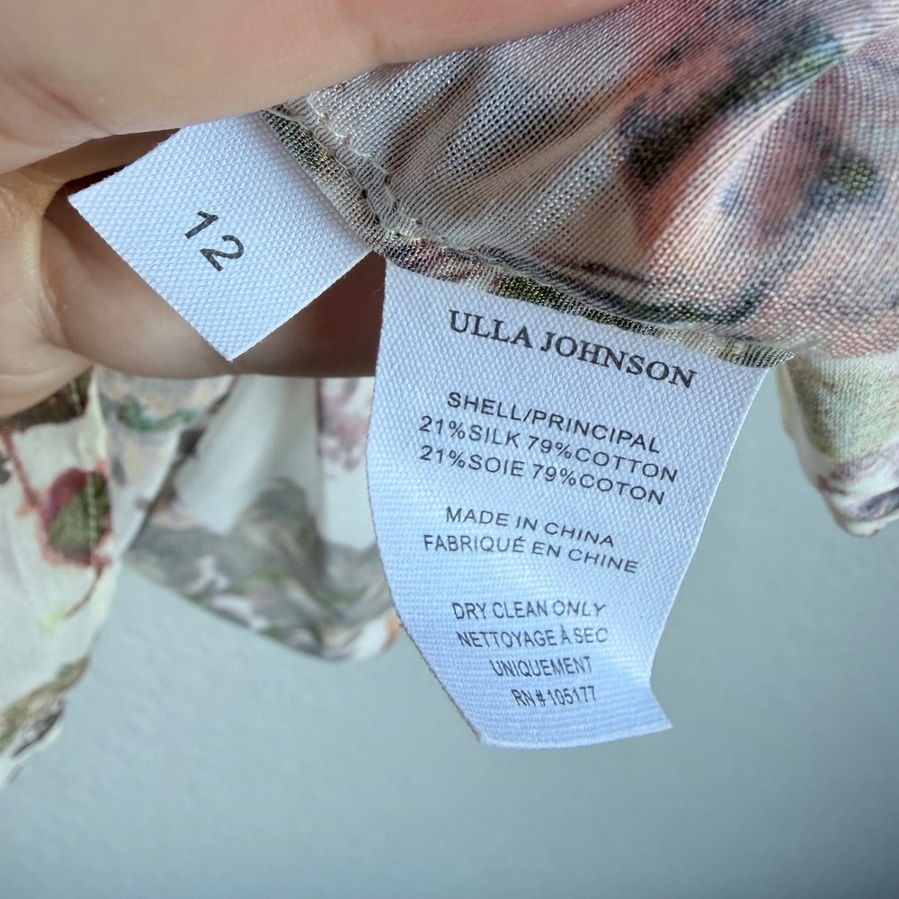 Ulla Johnson Kiki Top Blouse Floral Daisy Silk Womens 12 Boho Cottagecore NWOT - Picture 8 of 11
